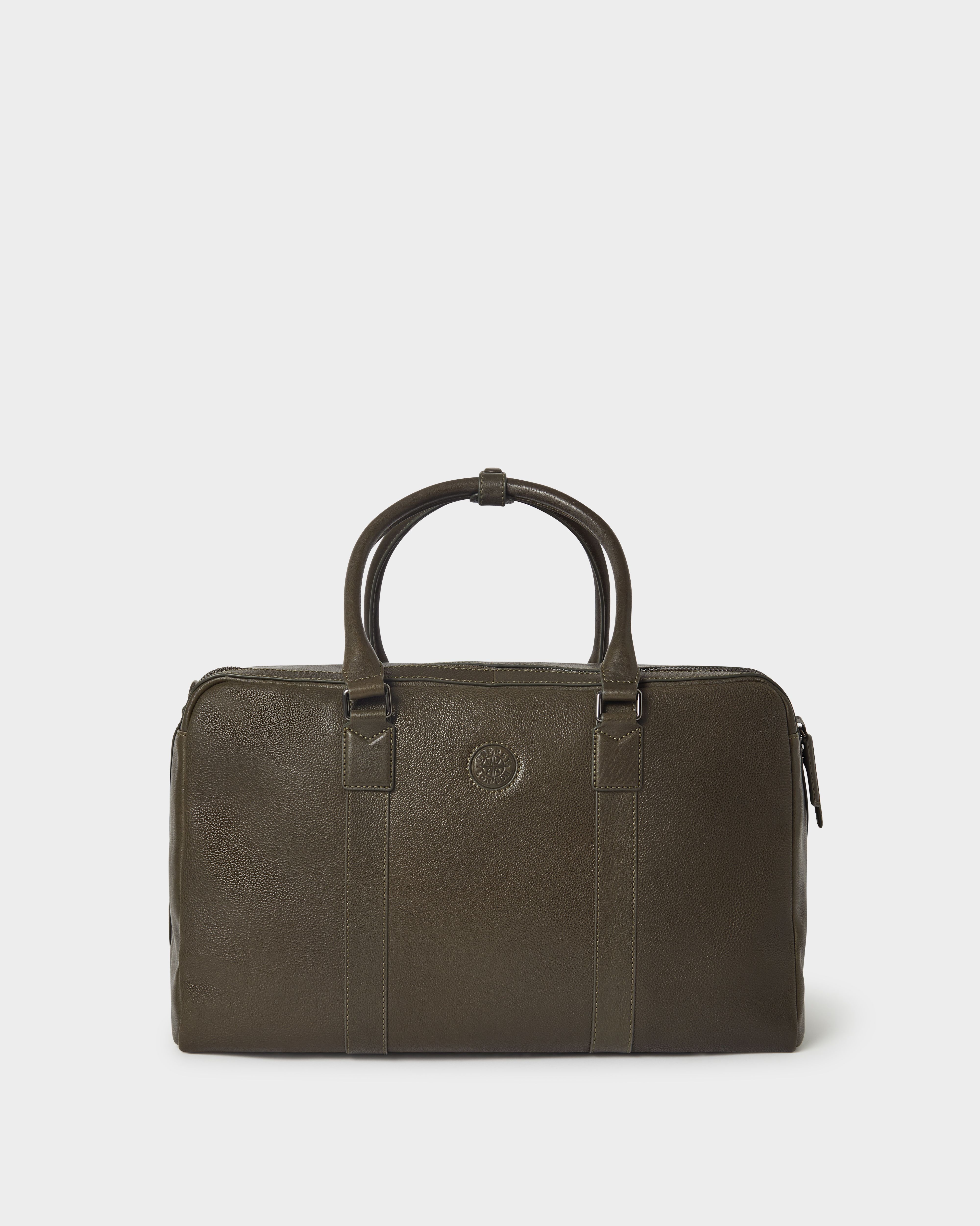 Image number 2 of The Compass Leather Weekender Bag in Dark Olive