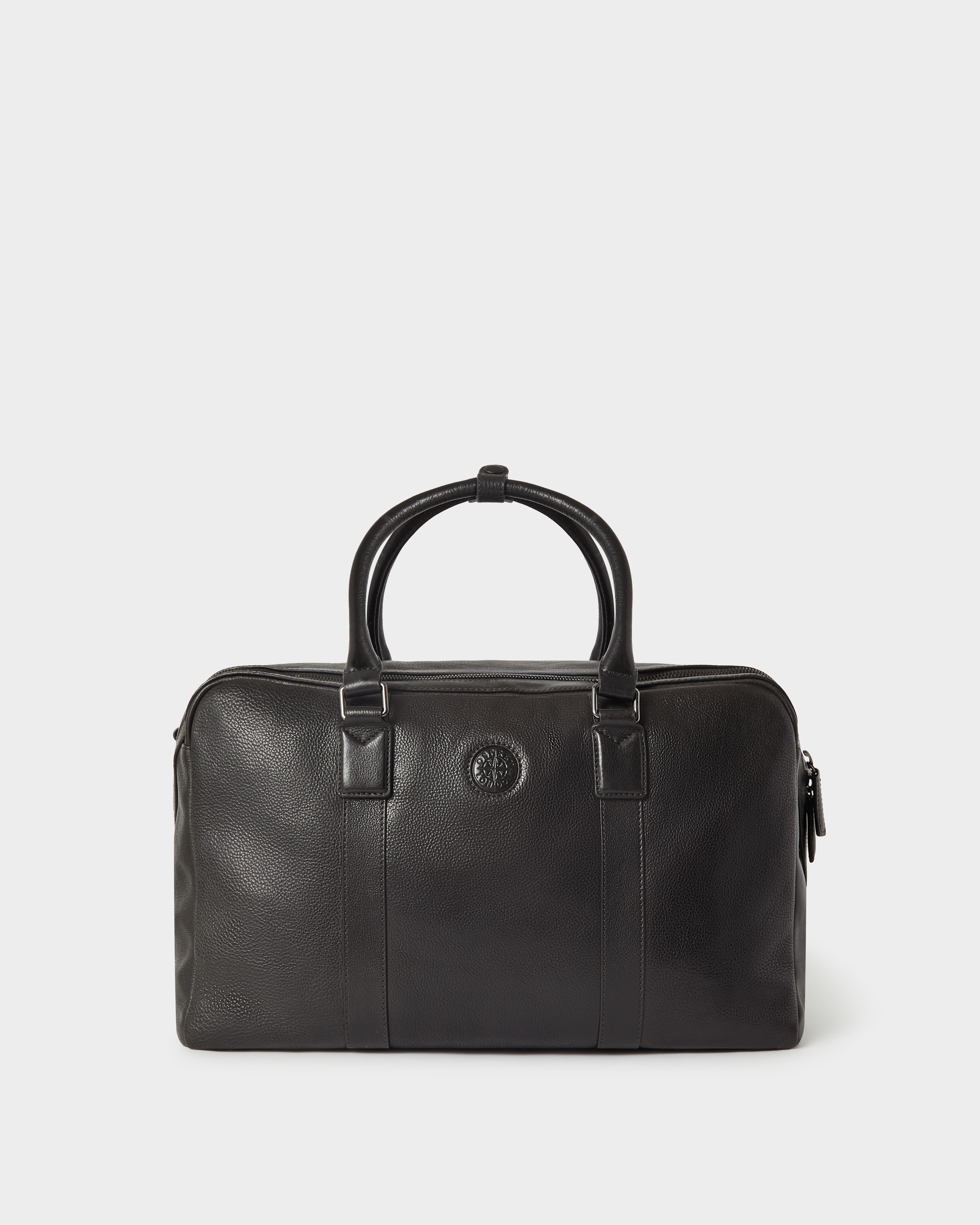 Image number 2 of The Compass Leather Weekender Bag in Black