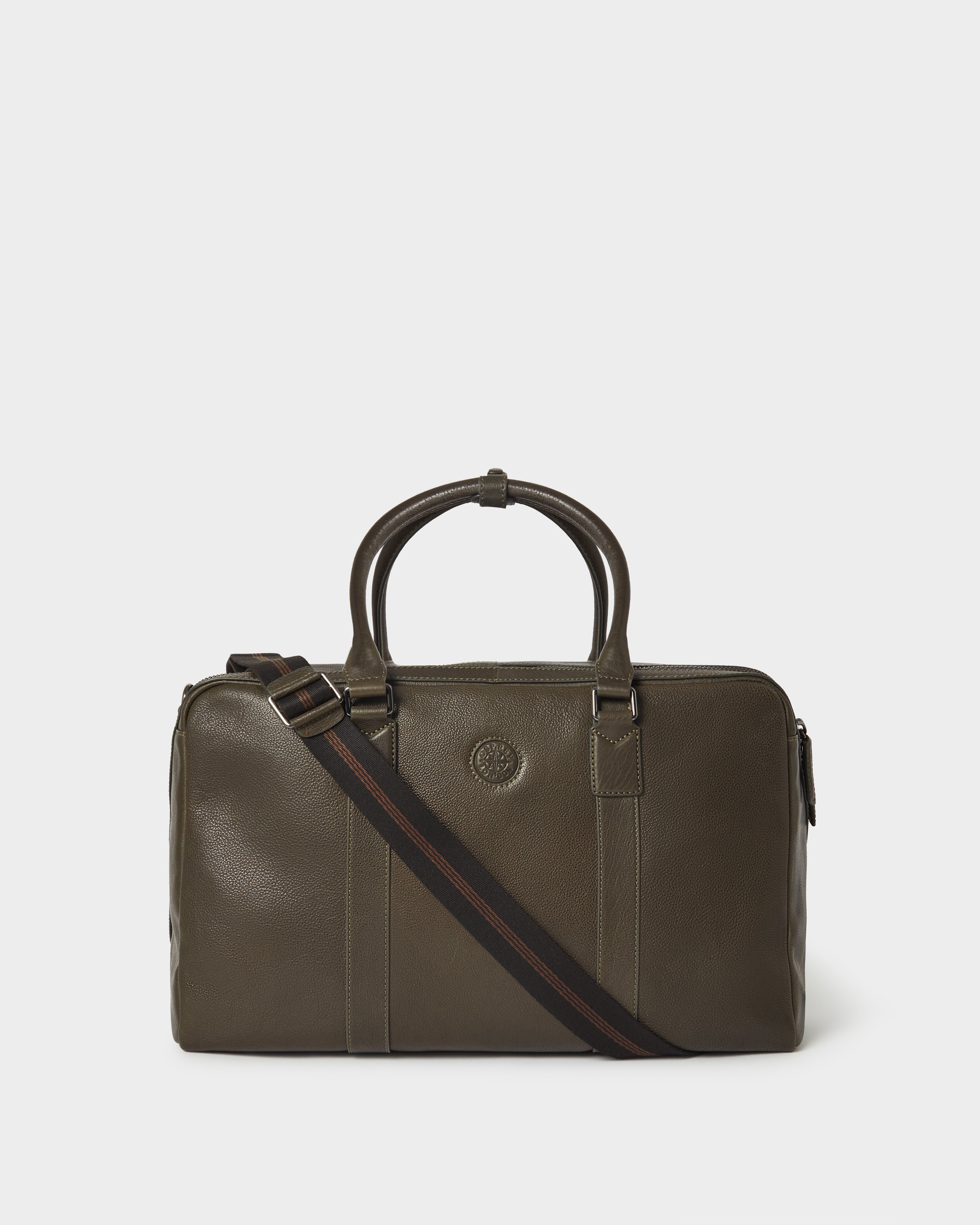 The Compass Leather Weekender Bag in Dark Olive