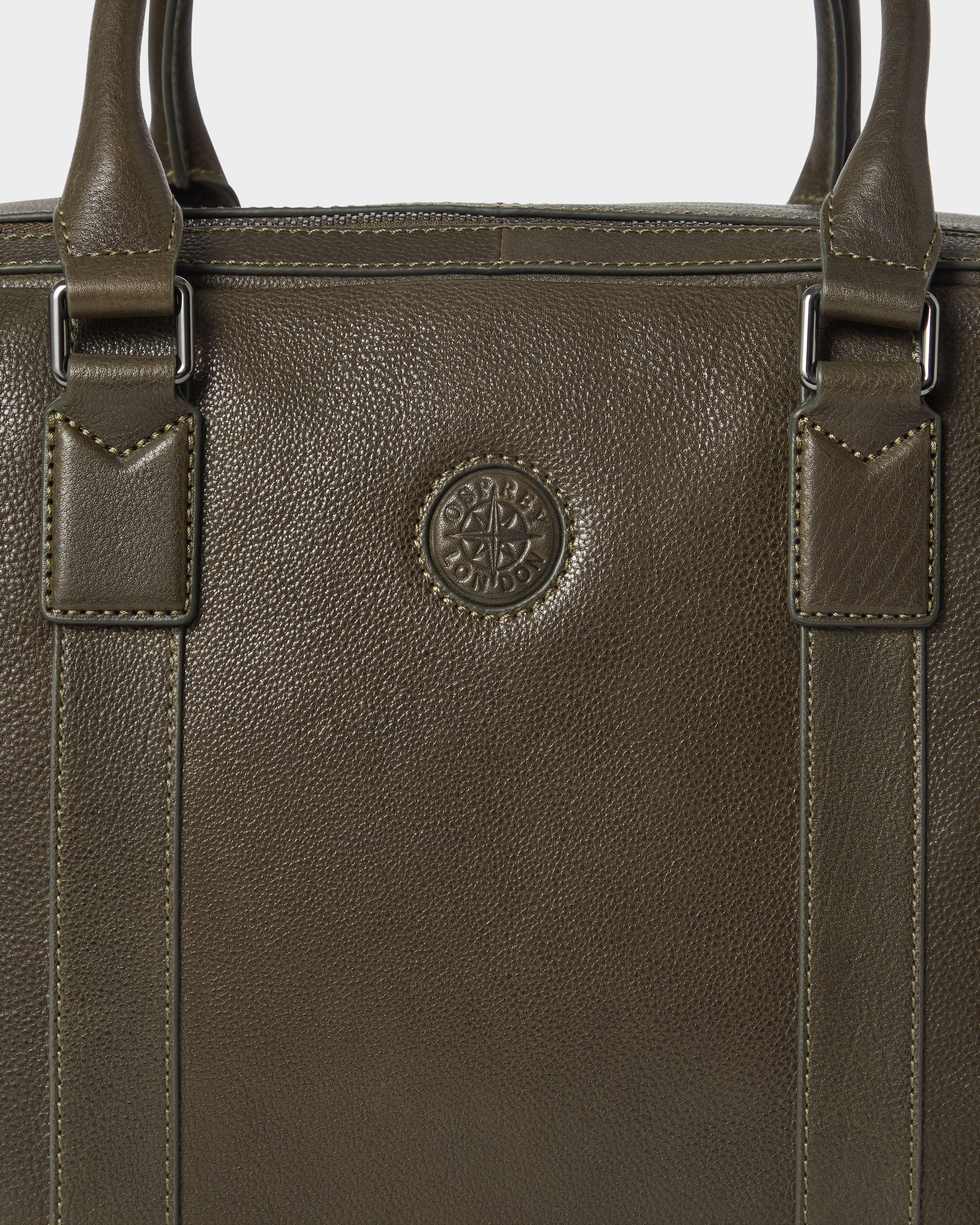 Image number 7 of The Compass Leather Weekender Bag in Dark Olive