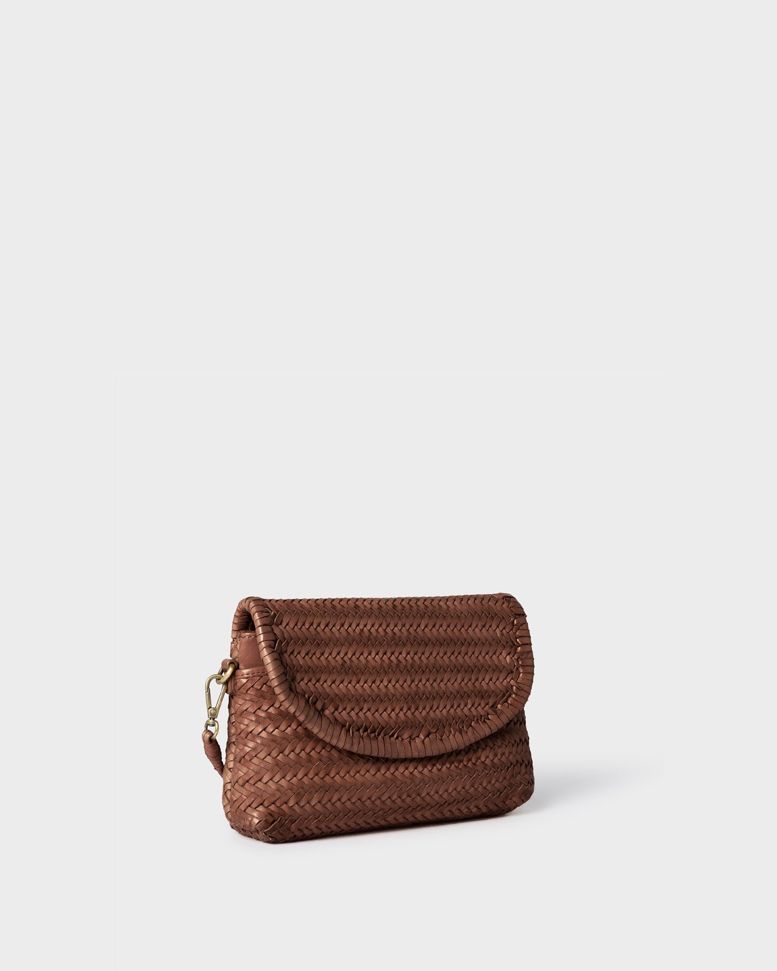 Image number 2 of The Joss Woven Leather Crossbody Clutch in Chestnut