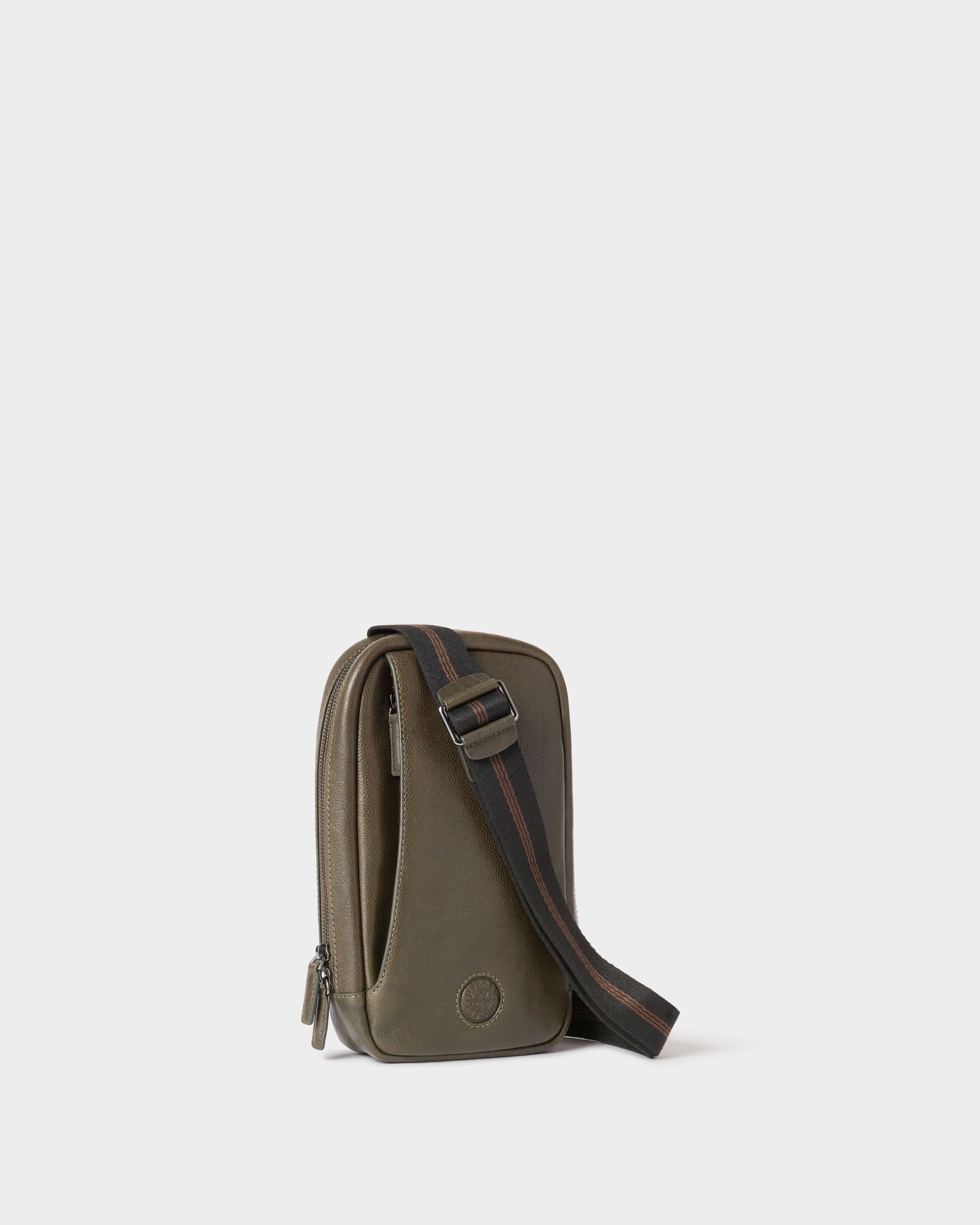 Image number 2 of The Compass Leather Sling Bag in Dark Olive
