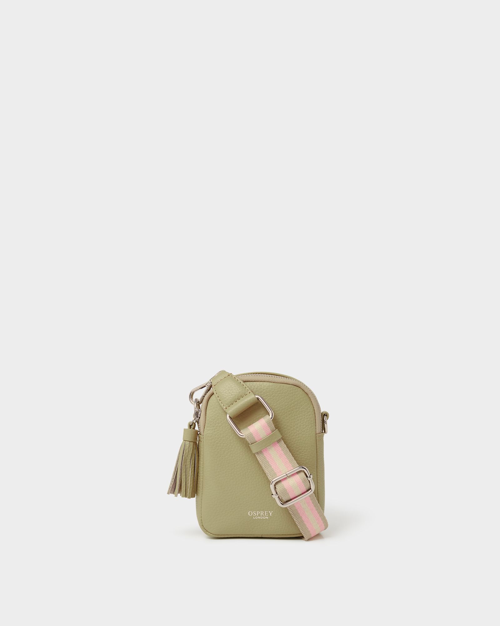 The Stella Leather Phone Bag in Light Olive