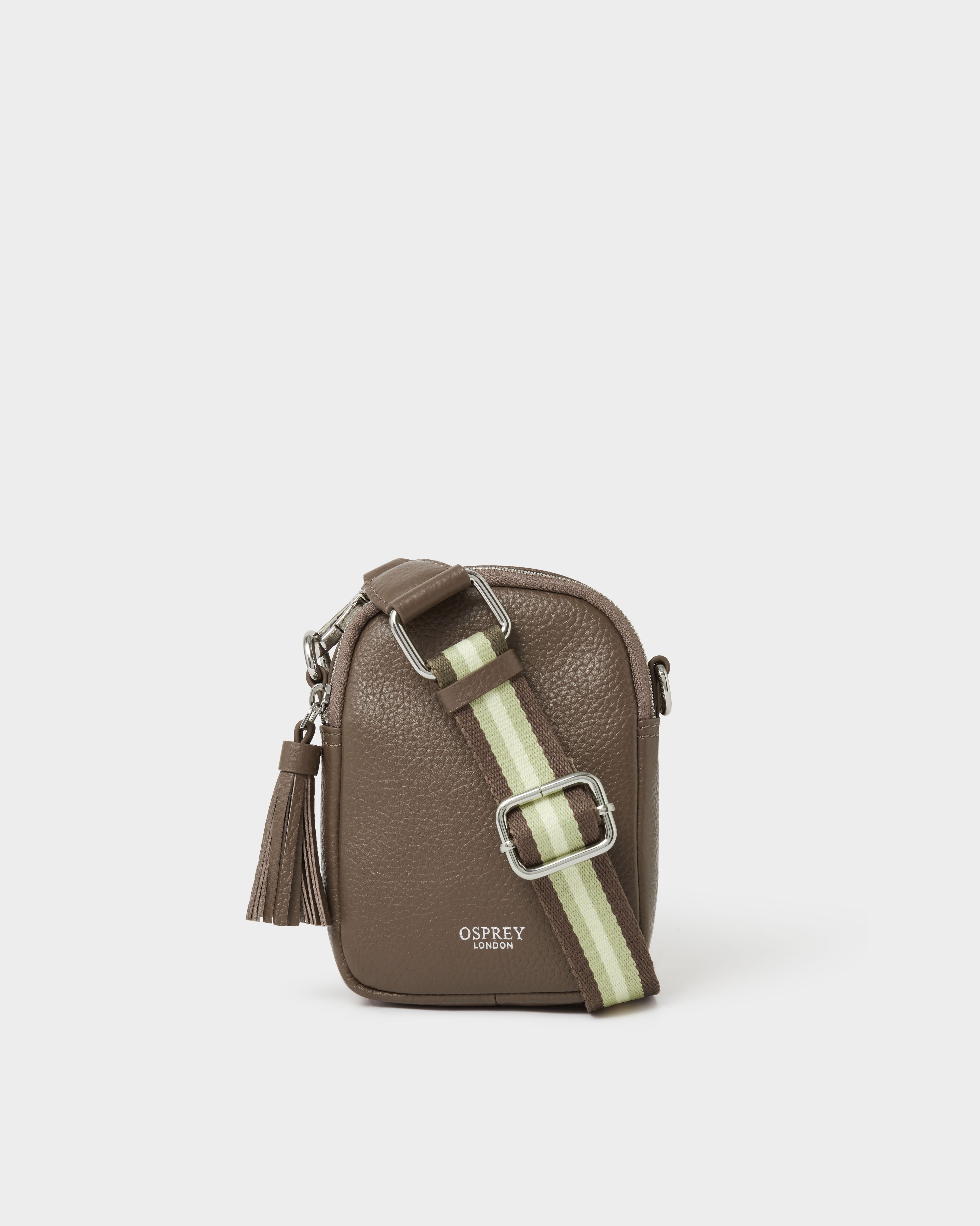 Image number 1 of The Stella Leather Phone Bag in Dark Truffle