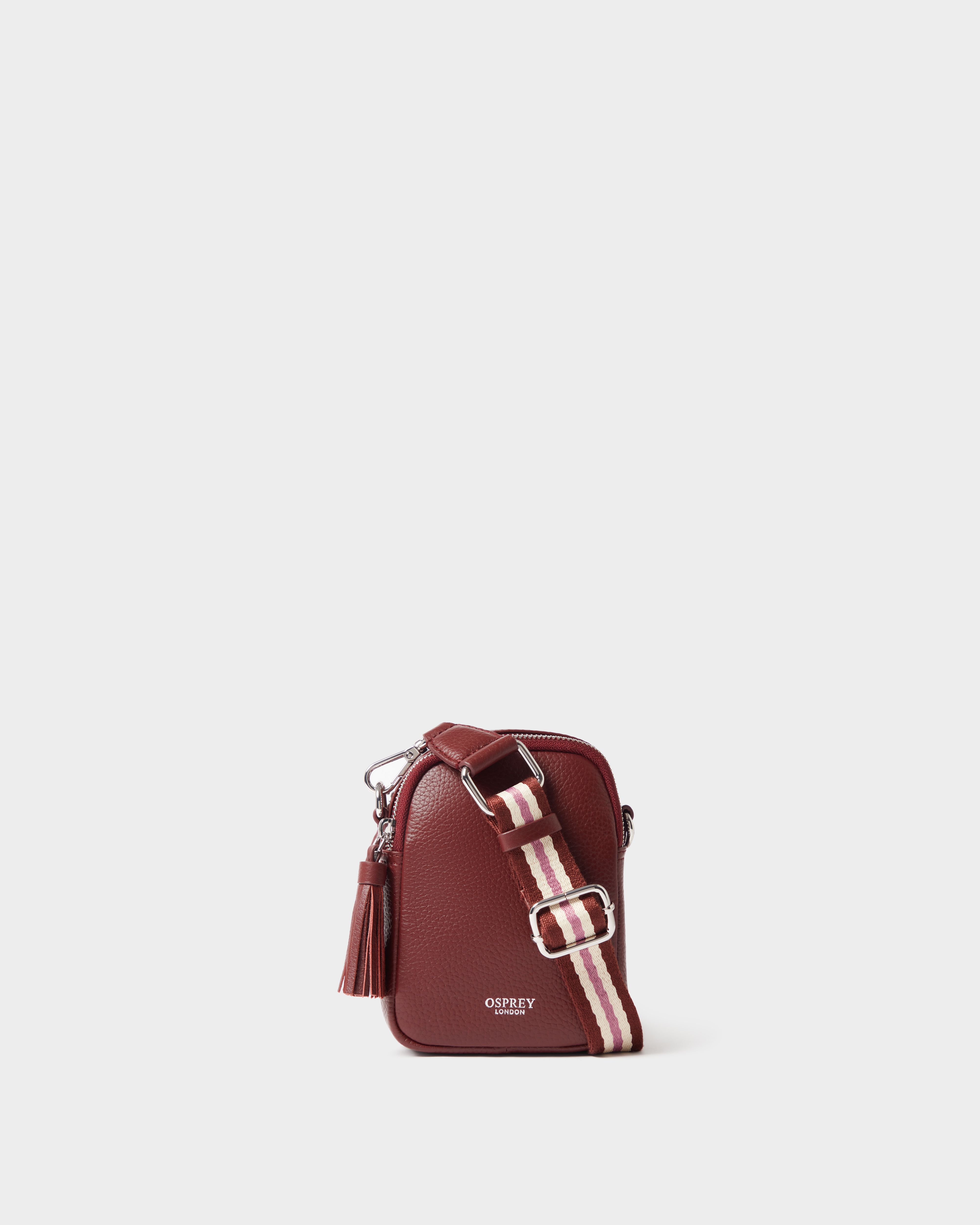 The Stella Leather Phone Bag in Merlot