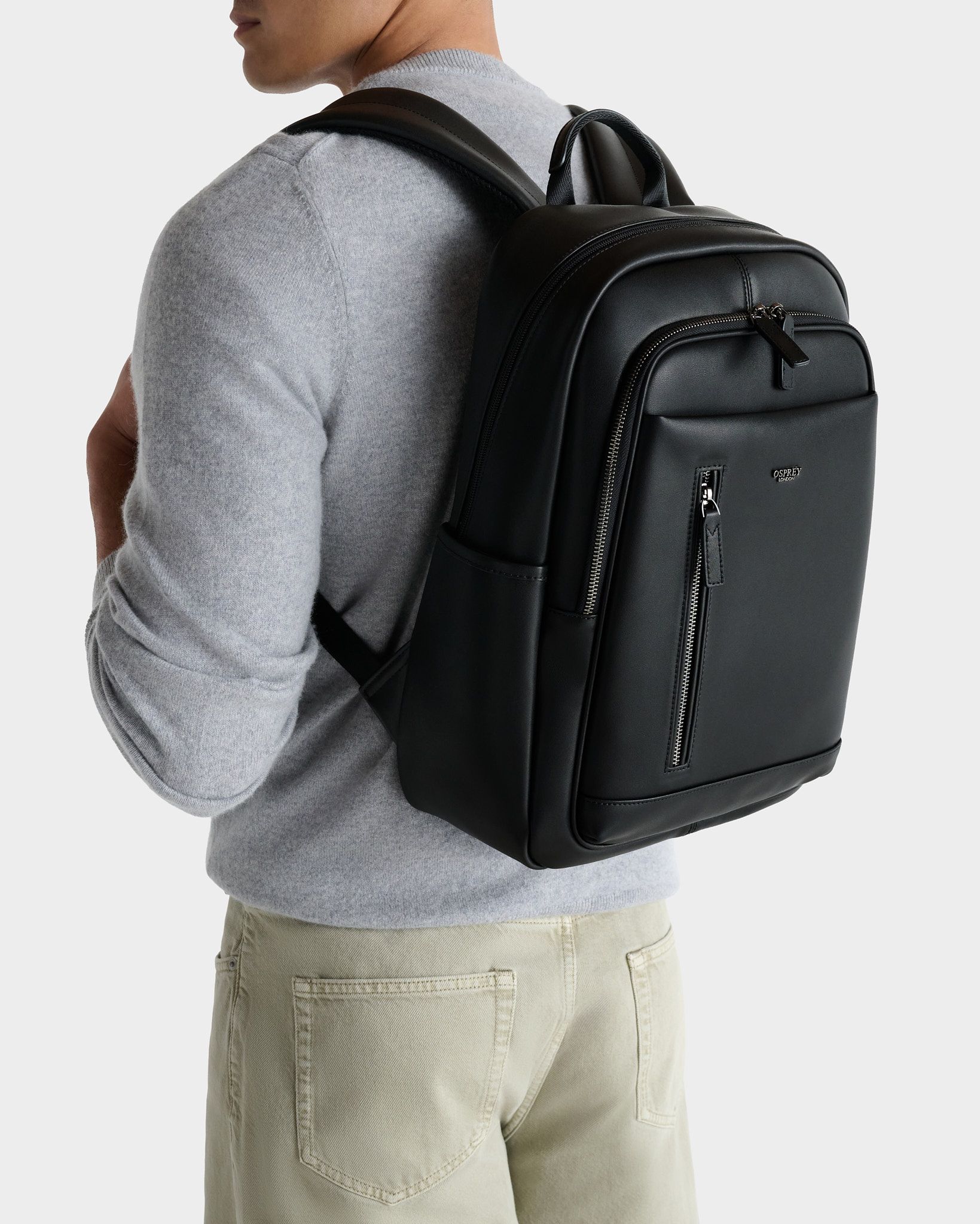Image number 1 of The Hudson Leather Backpack in Black