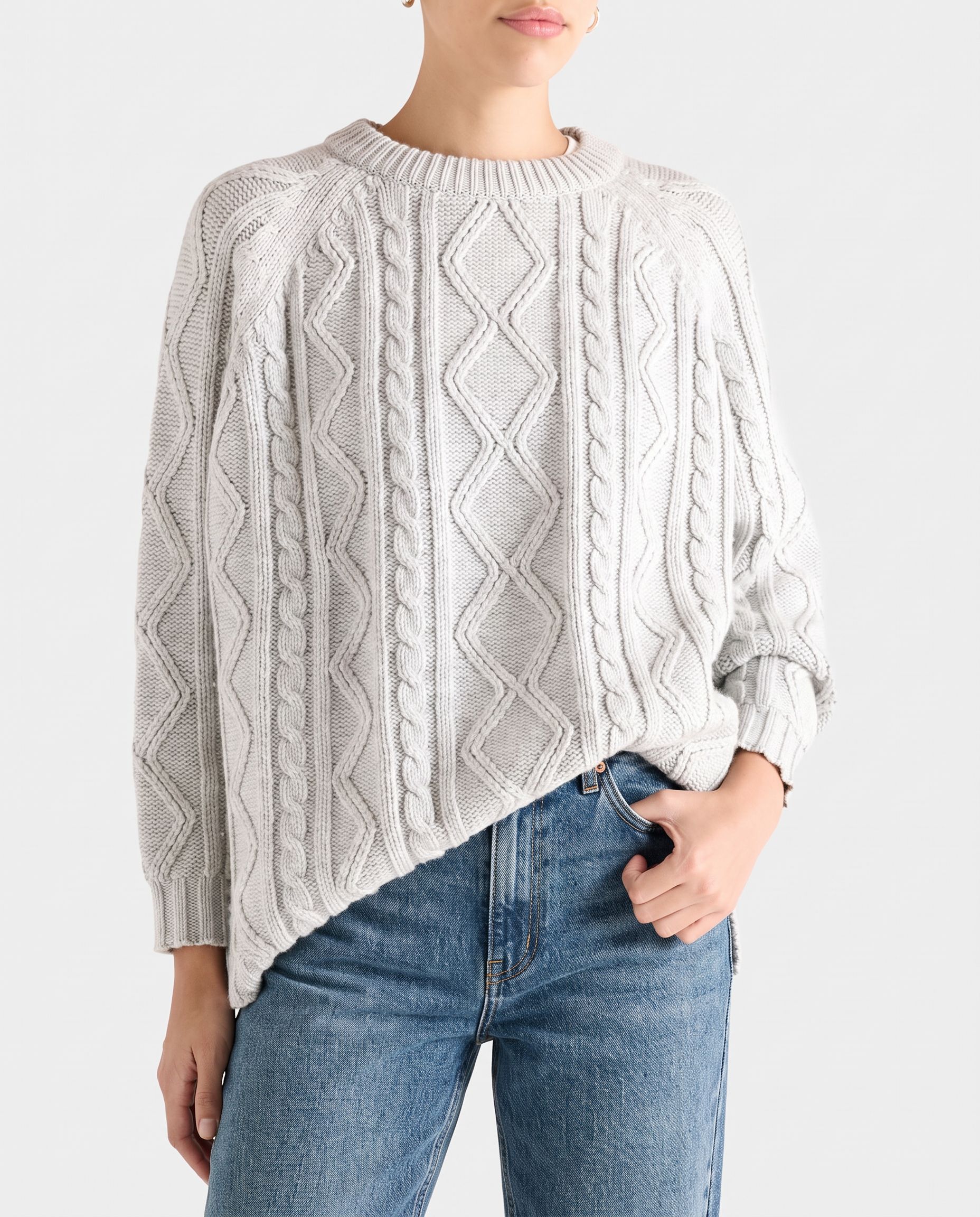 Image number 1 of The Cableknit Wool & Cashmere Jumper in Light Grey