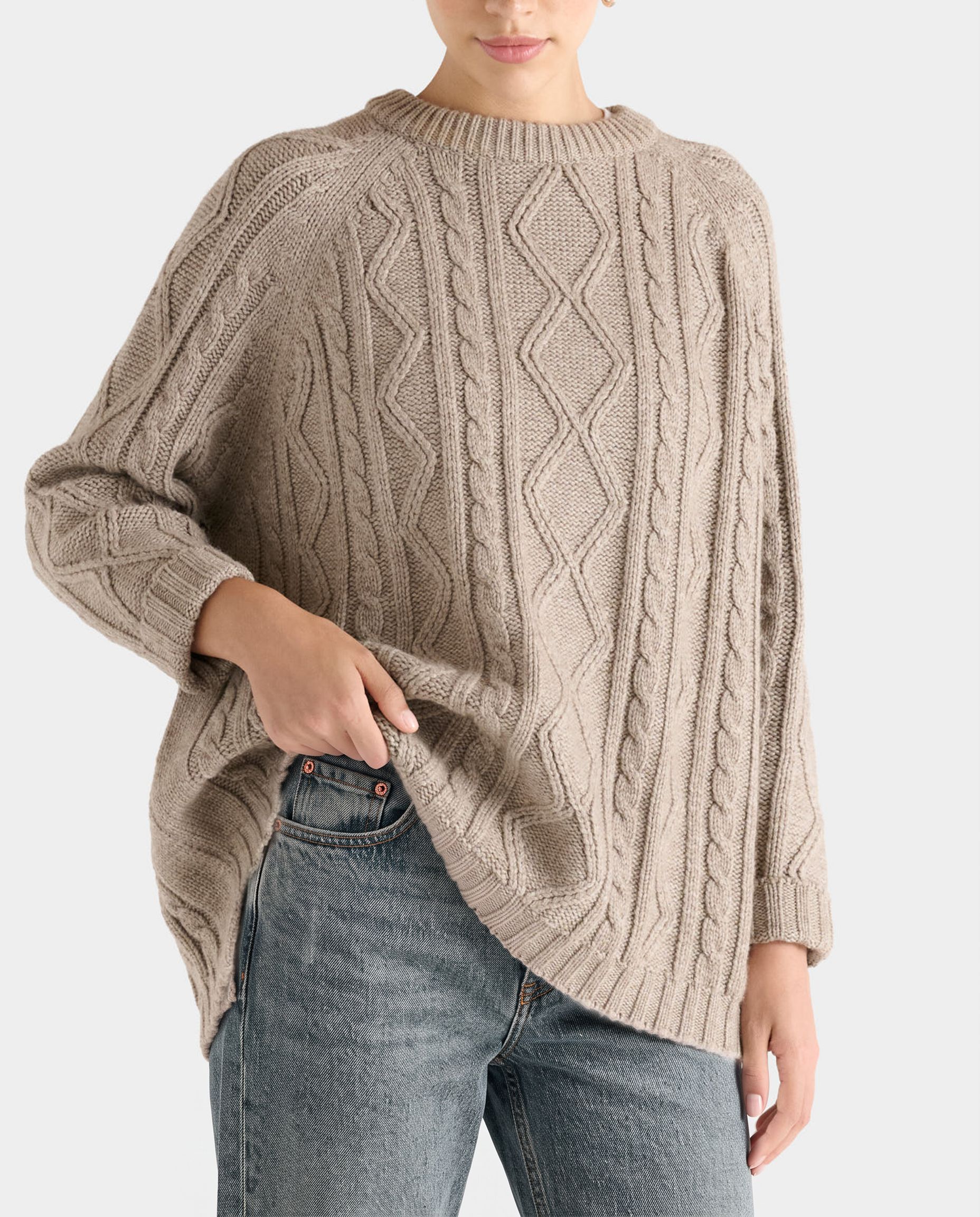 Image number 1 of The Cableknit Wool & Cashmere Jumper in Mocha
