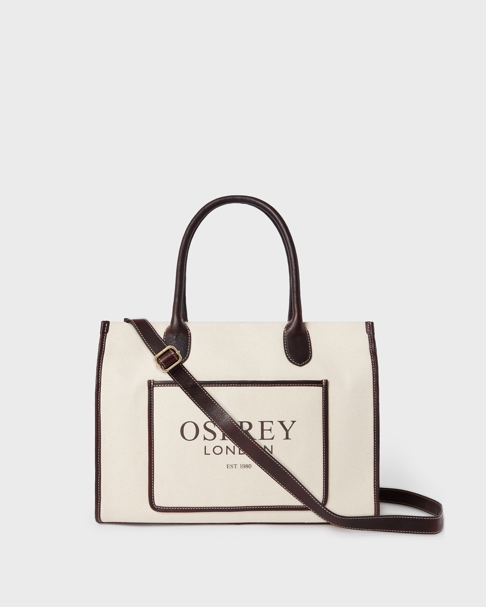 The Gaddesden Canvas & Leather Tote in Ivory