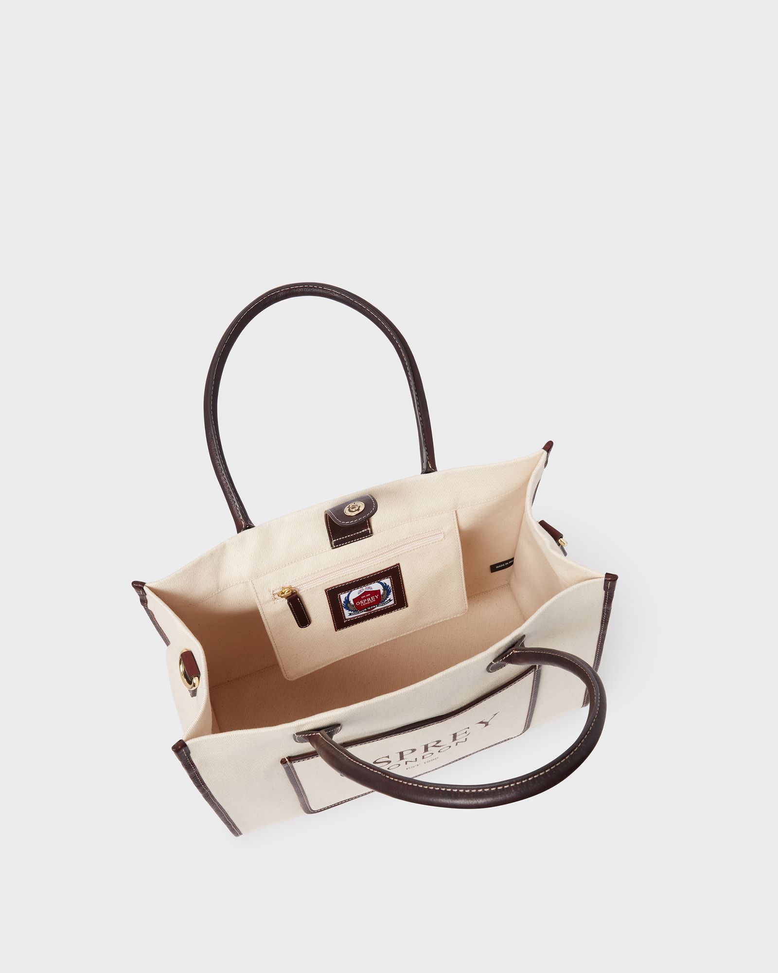 Image number 4 of The Gaddesden Canvas & Leather Tote in Ivory