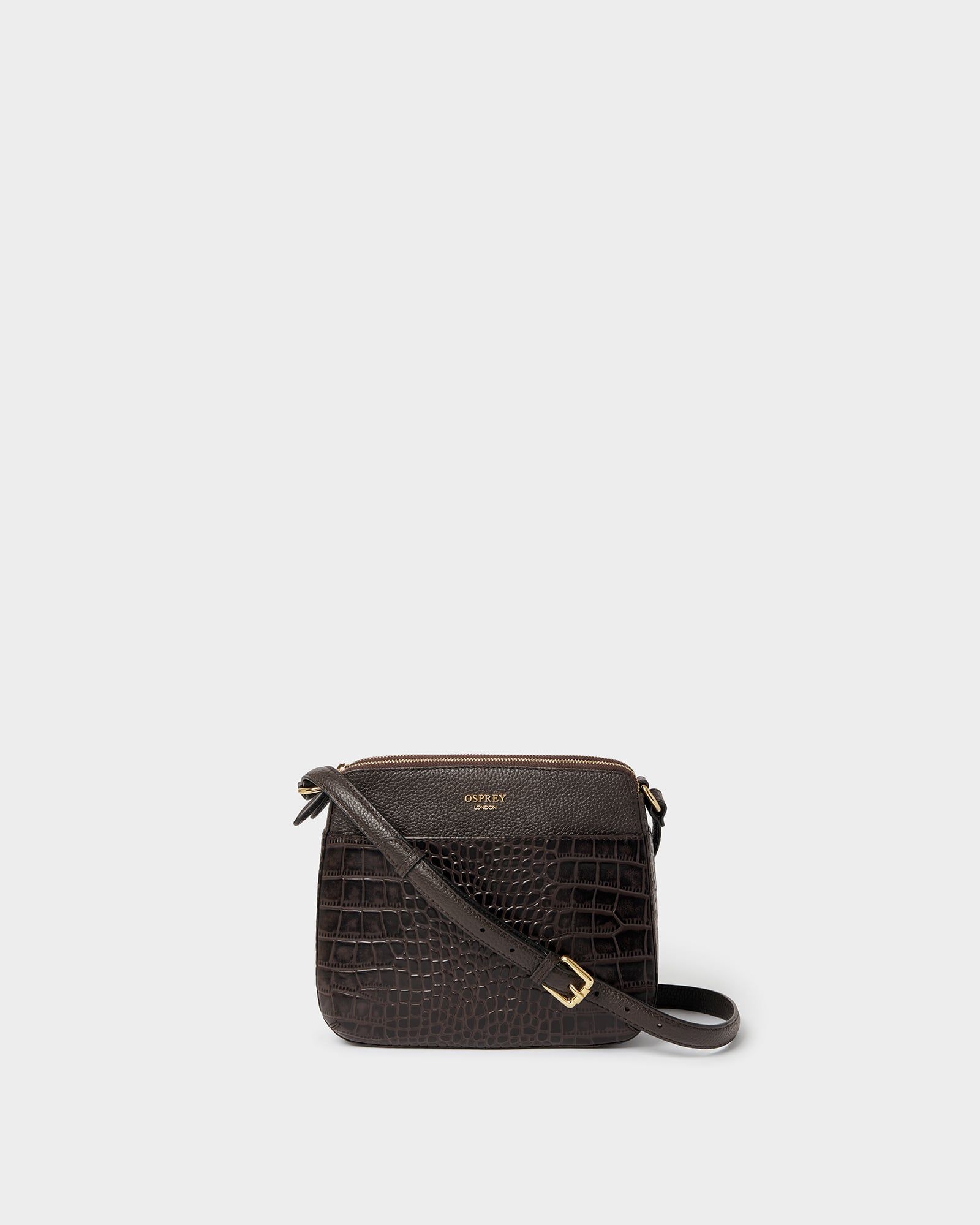 Image number 1 of The Kellie Leather Crossbody in Bitter Chocolate