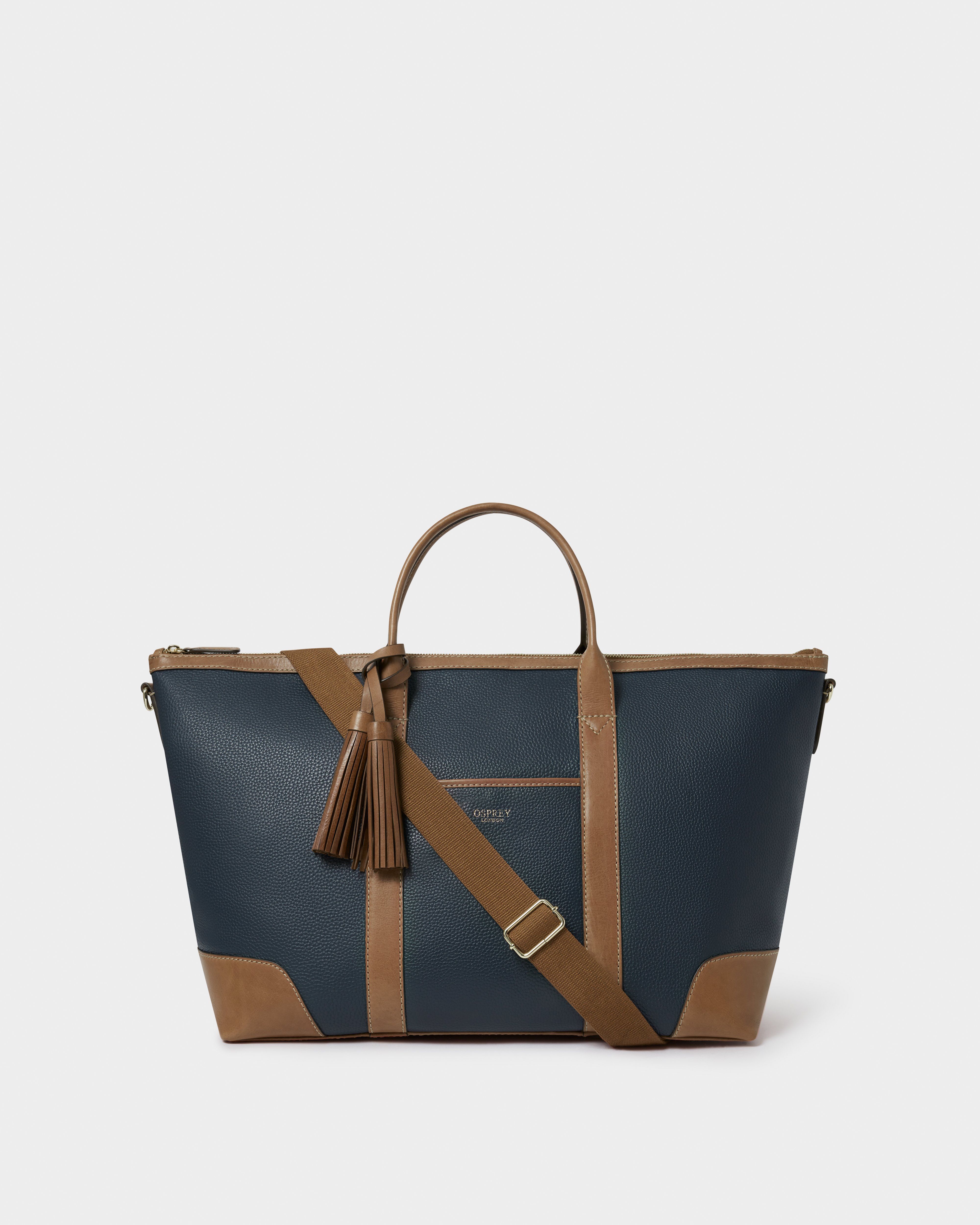The Savanna Leather Weekender in Navy