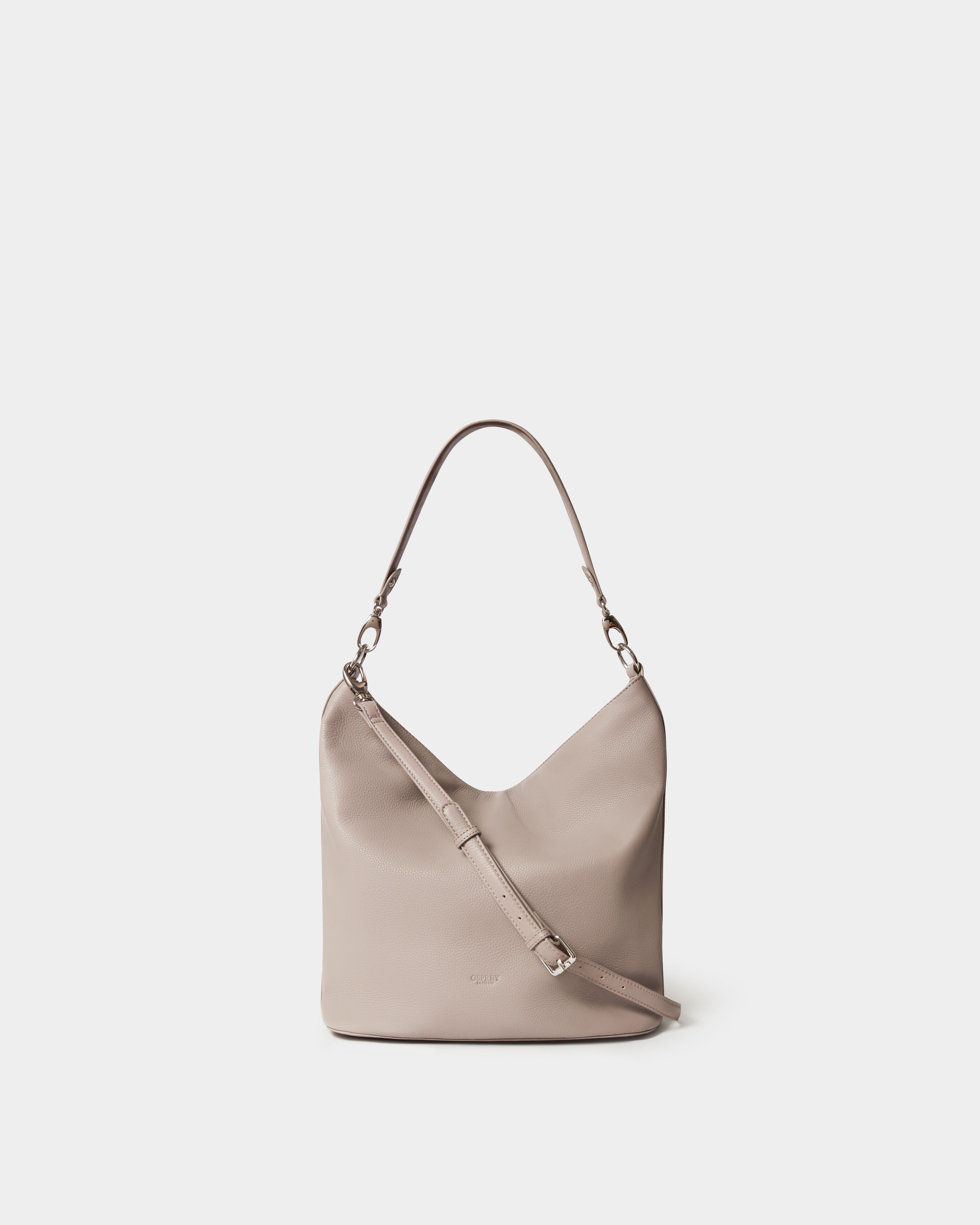 The Kelso Large Leather Hobo in Taupe