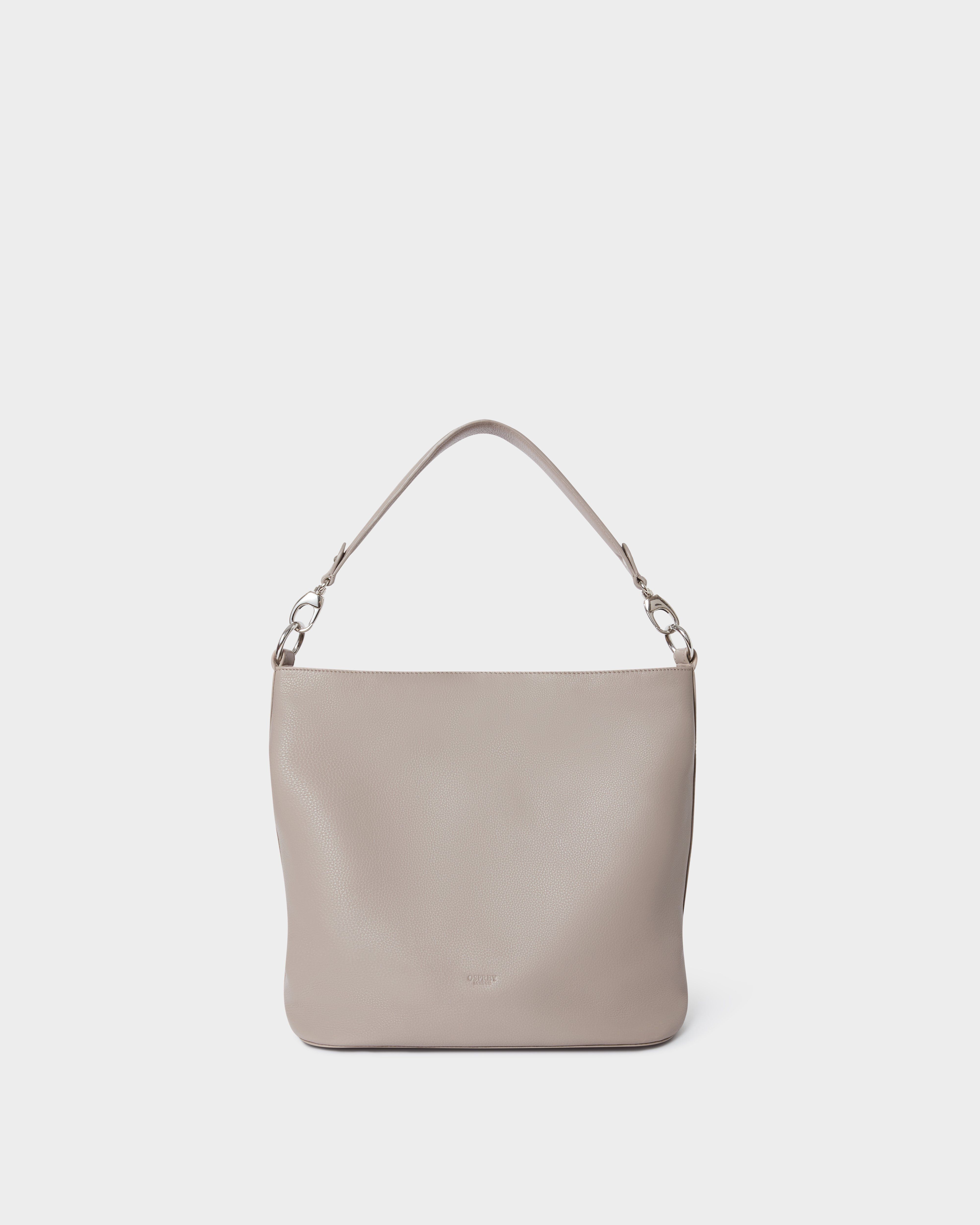 The Kelso Large Leather Hobo in Taupe