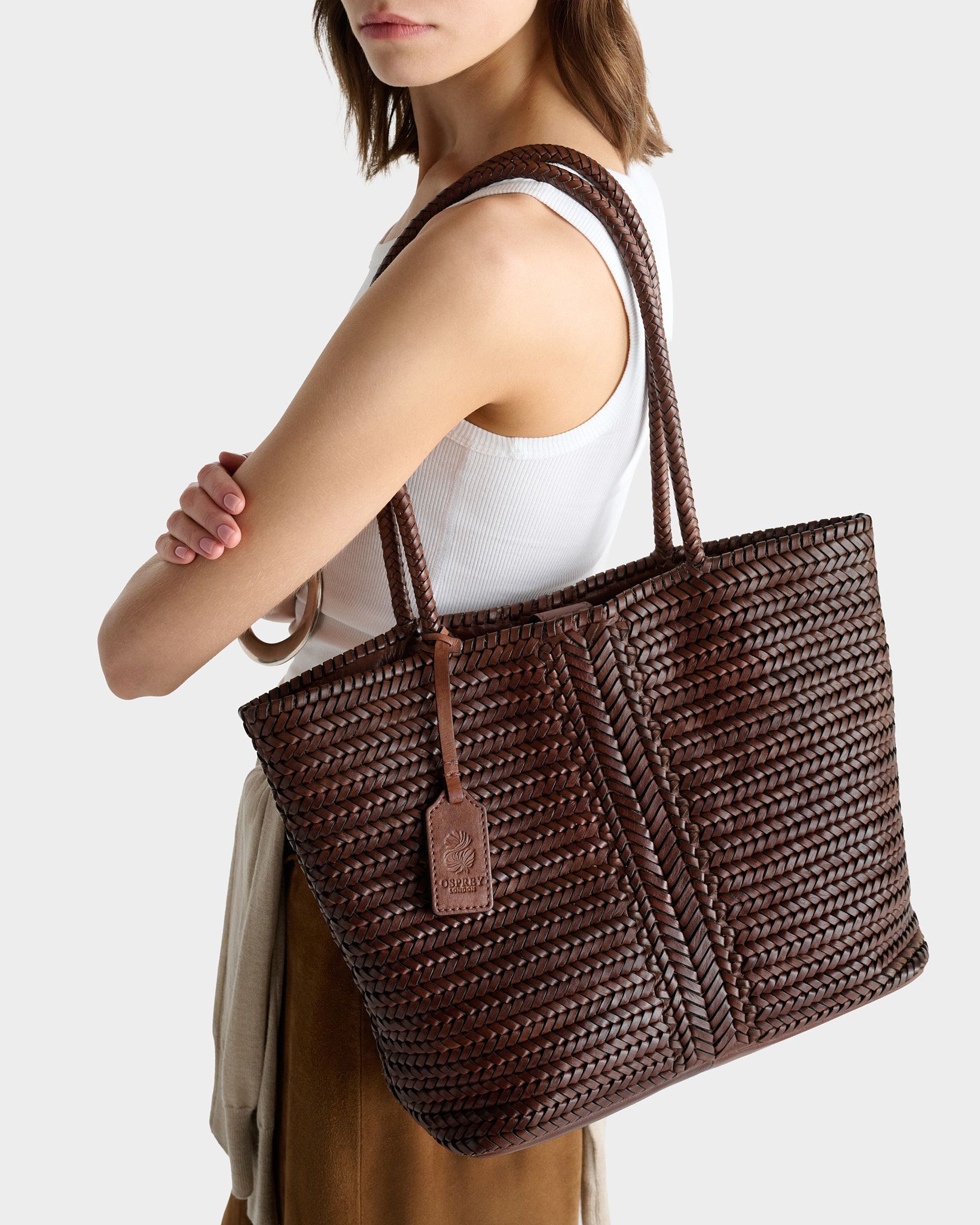 Image number 1 of The Lima Leather Tote in Chestnut