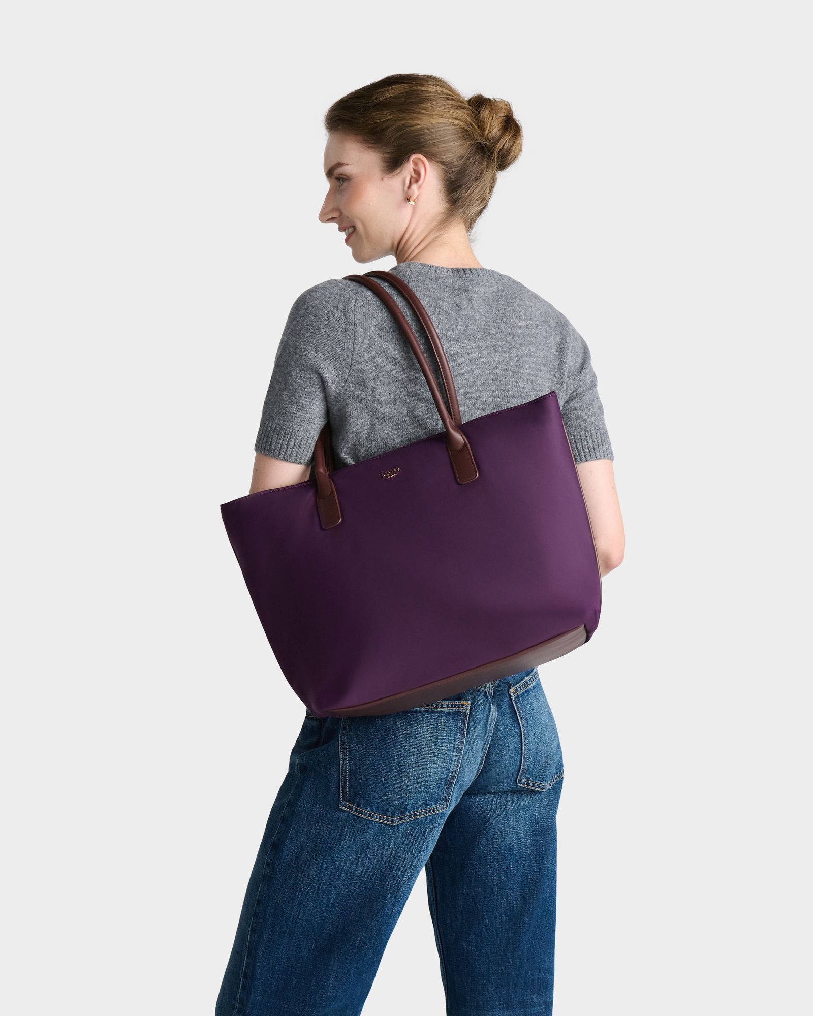 The Voyage Nylon Tote in Aubergine