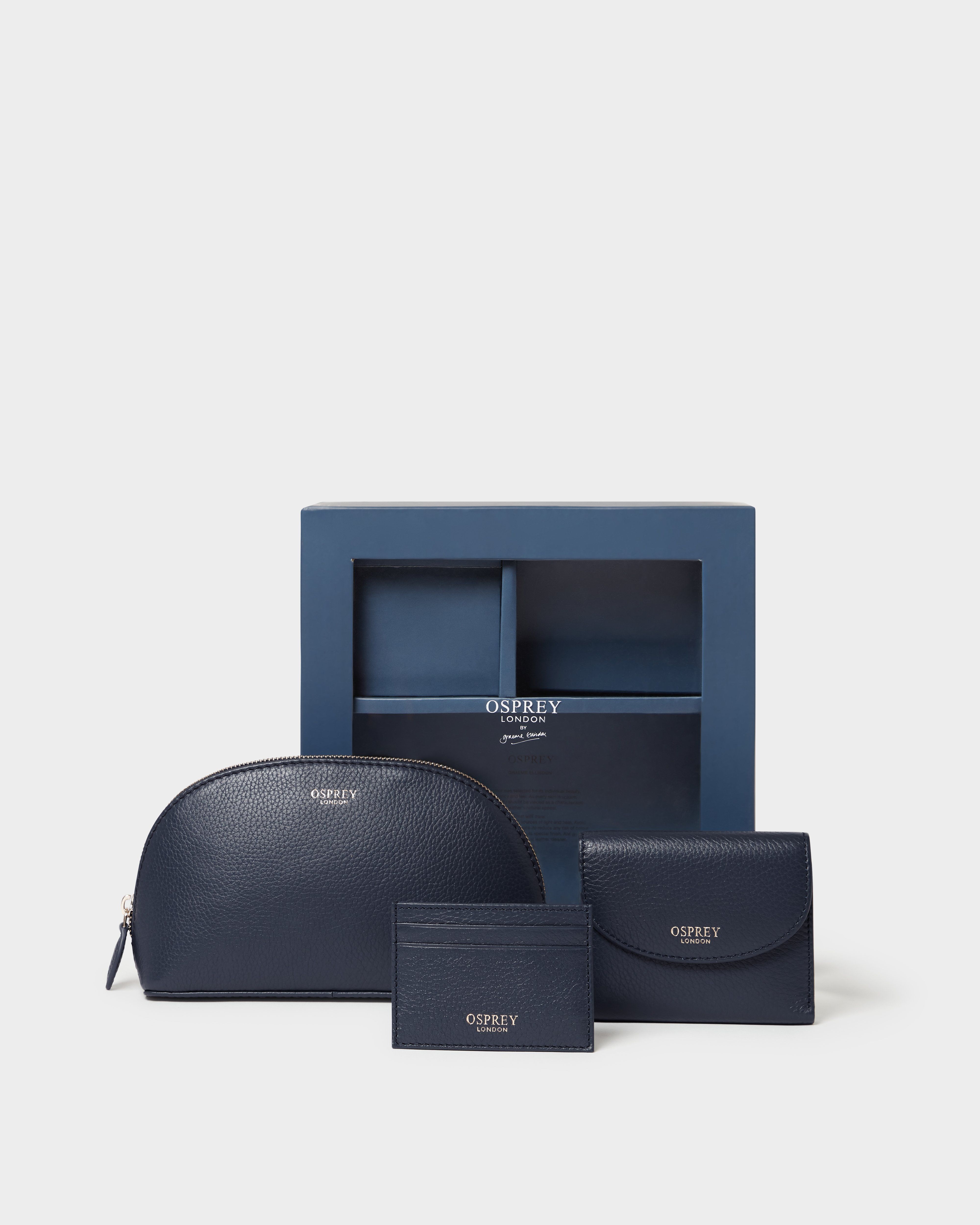 Image number 1 of The Tilly Leather Weekend Gift Set in Navy