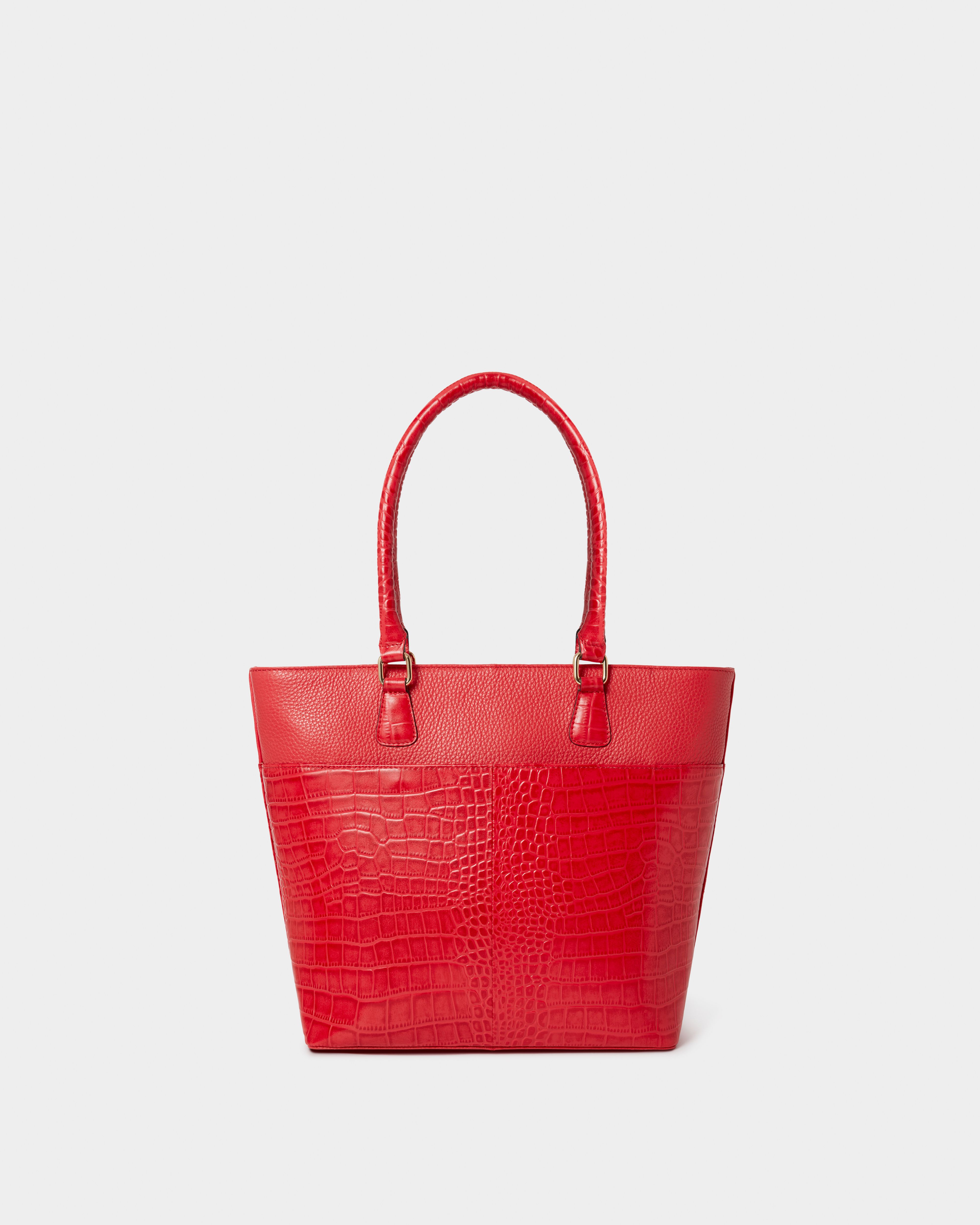 Image number 4 of The Kellie Leather Tote in Red