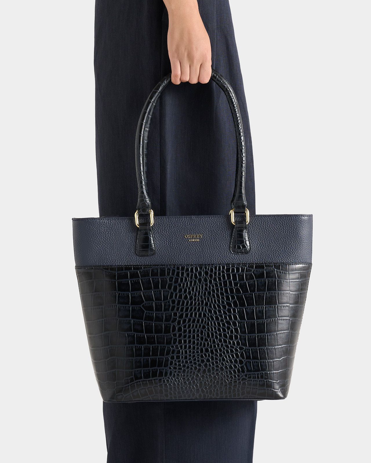The Kellie Leather Tote in Navy