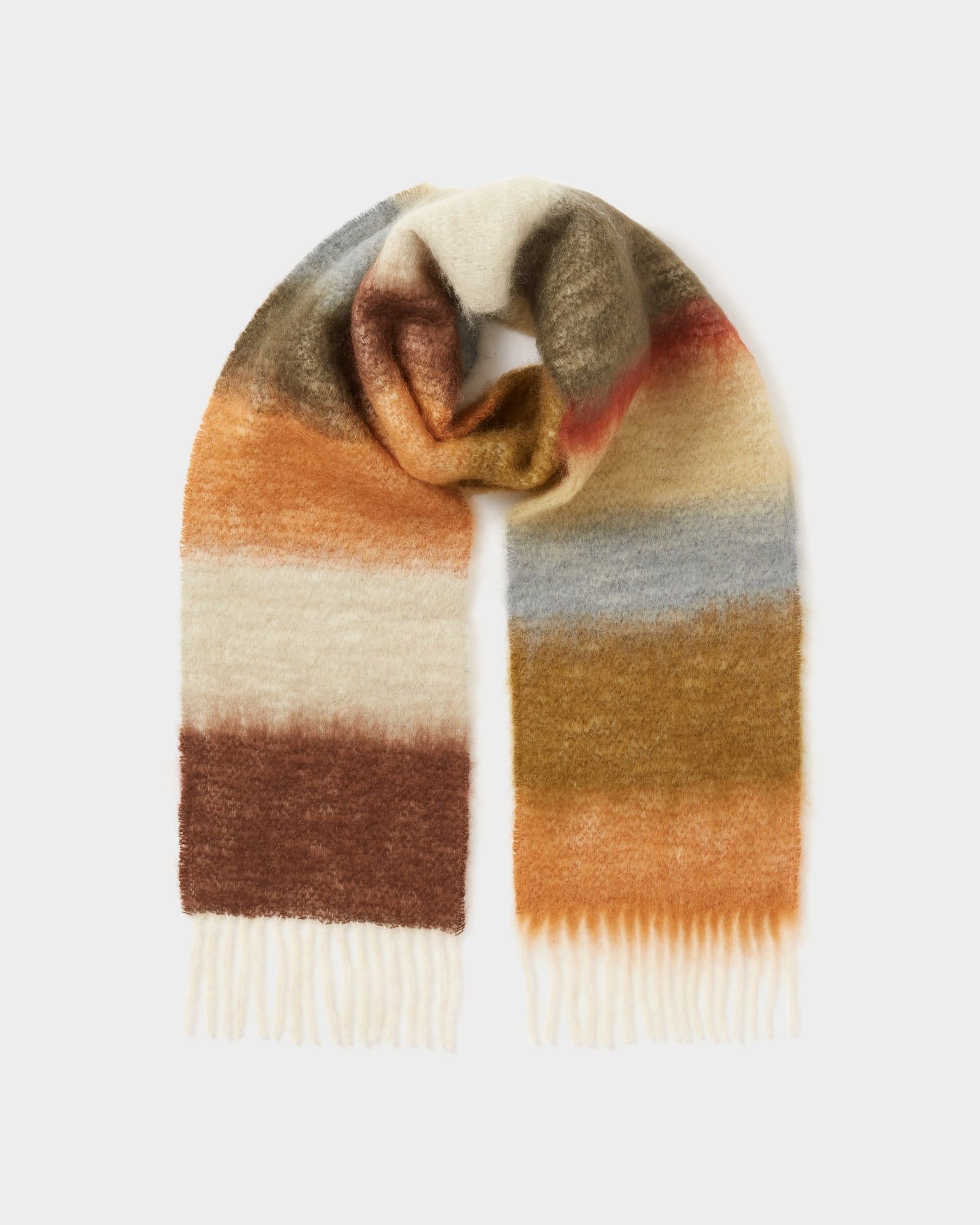 Image number 1 of The Paola Mohair Stripe Scarf in Natural & Mix